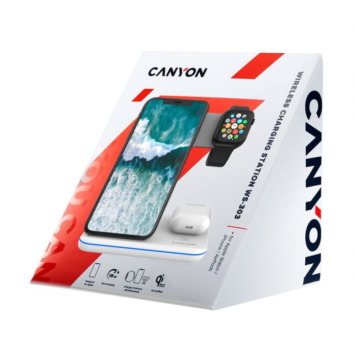 Безпровідний зарядний пристрій Canyon CNS-WCS303W White