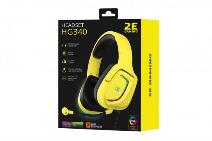 Гарнітура 2E Gaming HG340 RGB 7.1 Yellow (2E-HG340YW-7.1)