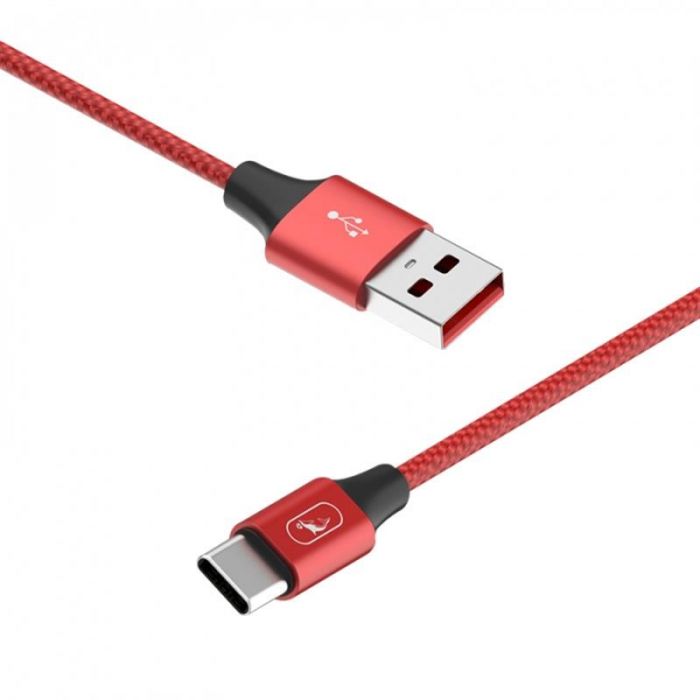 Кабель SkyDolphin S55T Neylon USB - USB Type-C (M/M), 1 м, Red (SDUSB-000437)