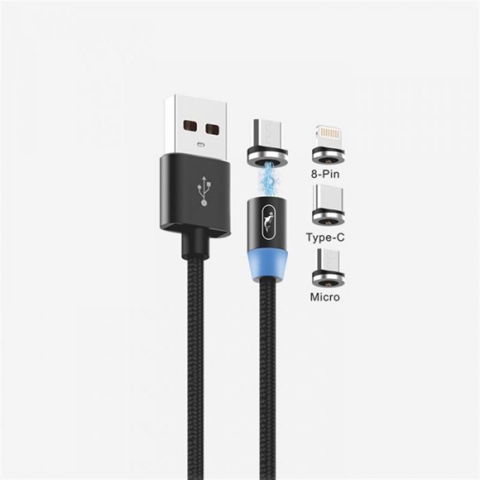 Кабель SkyDolphin S59KIT Magnetic USB - Lightning + microUSB + Type-C 1м, Black (SDUSB-000547)