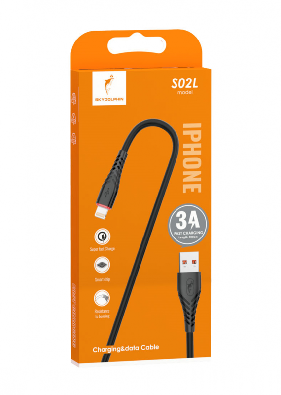 Кабель SkyDolphin S02L USB - Lightning (M/M), 1 м, Black (SDUSB-000587)