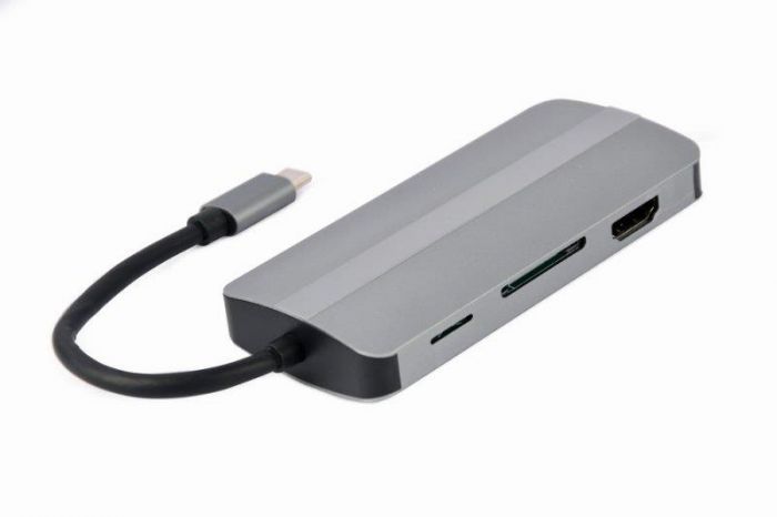 Док-станція Cablexpert USB-C 8-в-1 (A-CM-COMBO8-02) USB 3.0/HDMI//VGA/PD/картридер/стерео-аудіо