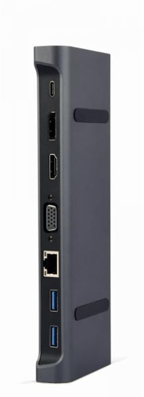 Док-станція Cablexpert USB-C 9-в-1 (A-CM-COMBO9-02) USB-хаб + HDMI/VGA/PD/LAN/3.5-мм аудіо