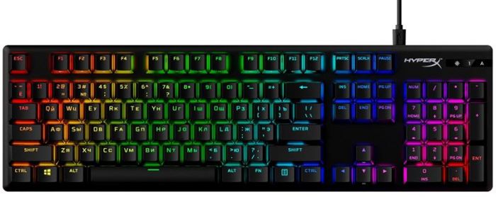 Клавіатура HyperX Alloy Origins Aqua RGB PBT ENG/RU Black (639N5AA) 