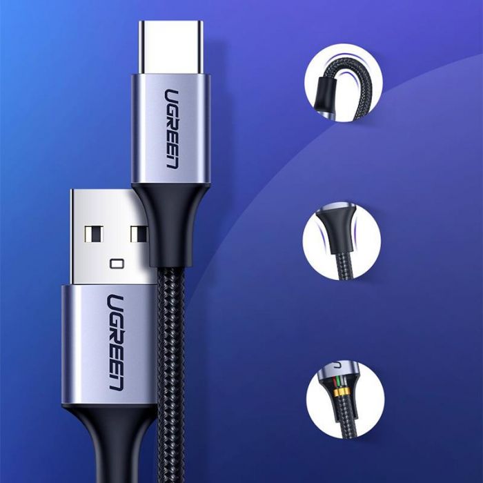 Кабель Ugreen US288 USB - USB Type-C (M/M), 1 м, Black (60126)