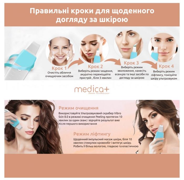 Скрабер ультразвуковий для шкіри Medica+ Vibroskin 8.0 (MD-102980)