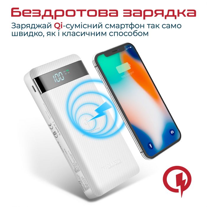 Універсальна мобільна батарея Promate auratank-20.white 20000mAh