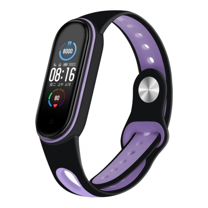 Ремінець BeCover Sport Style для Xiaomi Mi Smart Band 5/Mi Smart Band 6/Mi Smart Band 7 Black-Purple (705168)