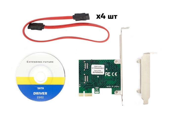 Контролер Frime (ECF-PCIEto4SATAIII001.LP) PCI-Ex1-4xSata III, ASM1061