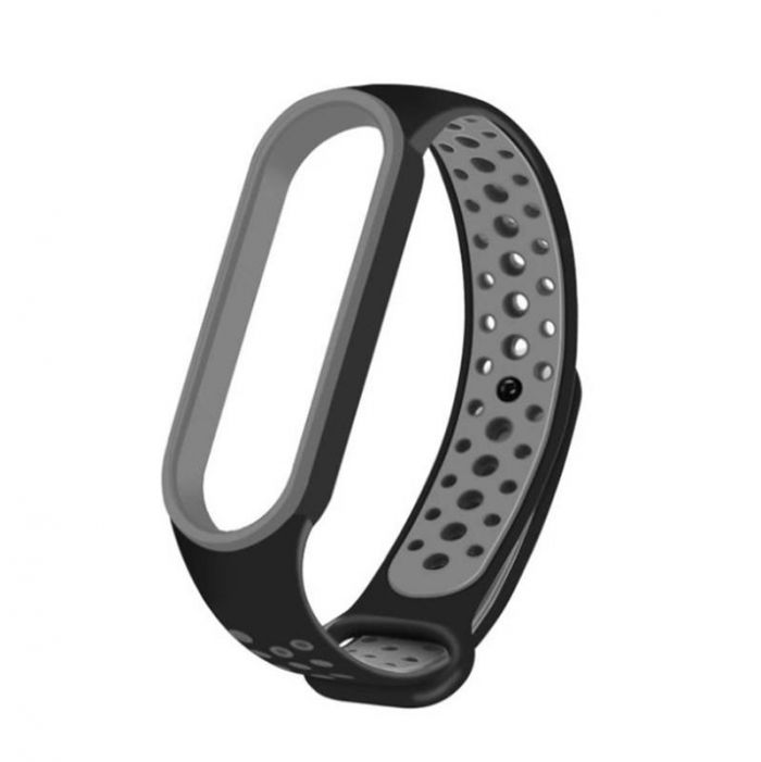 Ремінець BeCover Nike Style для Xiaomi Mi Smart Band 5/Mi Smart Band 6 Black-Gray (705151)