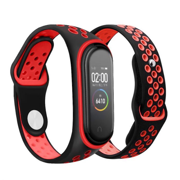 Ремінець BeCover Nike Style для Xiaomi Mi Smart Band 5/Mi Smart Band 6 Black-Red (705153)