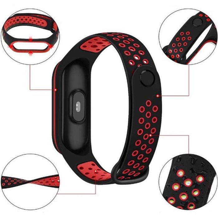 Ремінець BeCover Nike Style для Xiaomi Mi Smart Band 5/Mi Smart Band 6 Black-Red (705153)