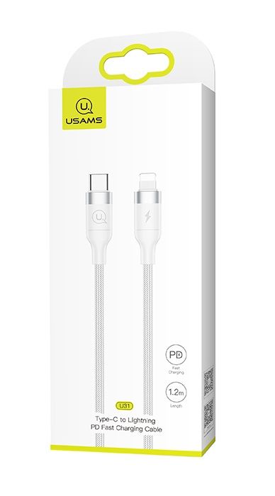 Кабель Usams US-SJ350 USB Type-C - Lightning, 1.2 м, White (SJ350USB02)