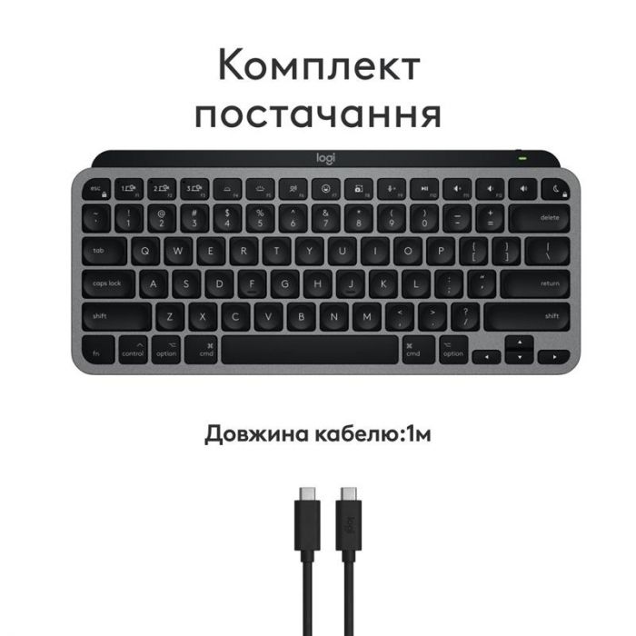 Клавіатура бездротова Logitech MX Keys Mini for Mac Minimalist Wireless Illuminated Space Gray (920-012652)