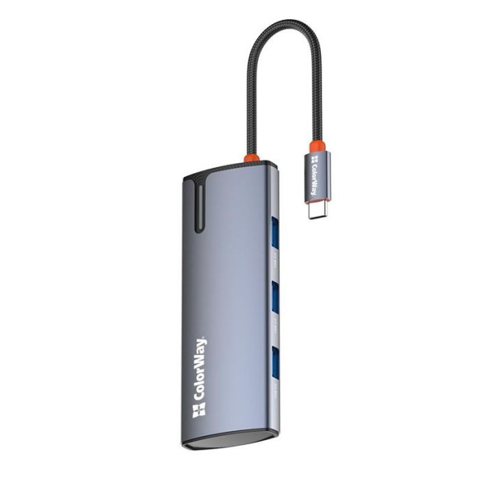 Док-станція ColorWay USB-C 5-в-1 Type C PD 100W/USB3.0х3/HDMI 4К (CW-HUB01)