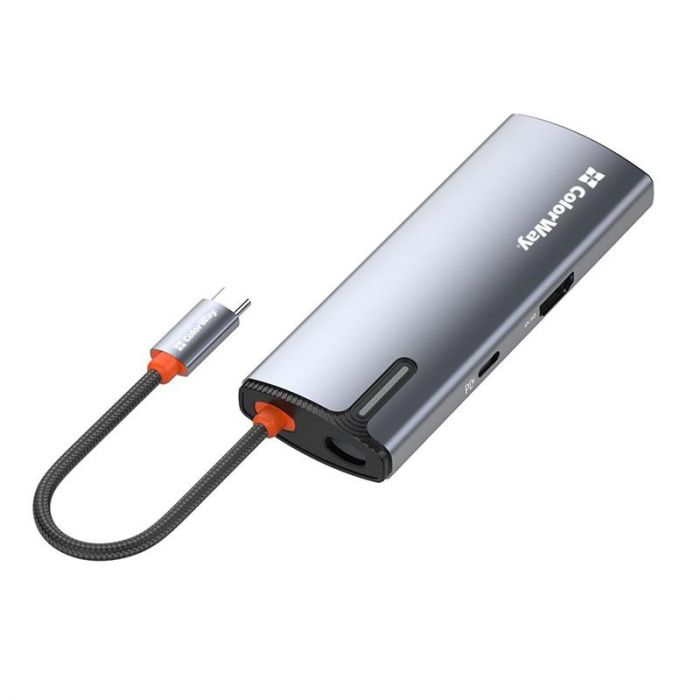 Док-станція СolorWay USB-C 6-в-1 Type C PD 100W/USB3.0х3/HDMI 4К/RJ45 (CW-HUB02)