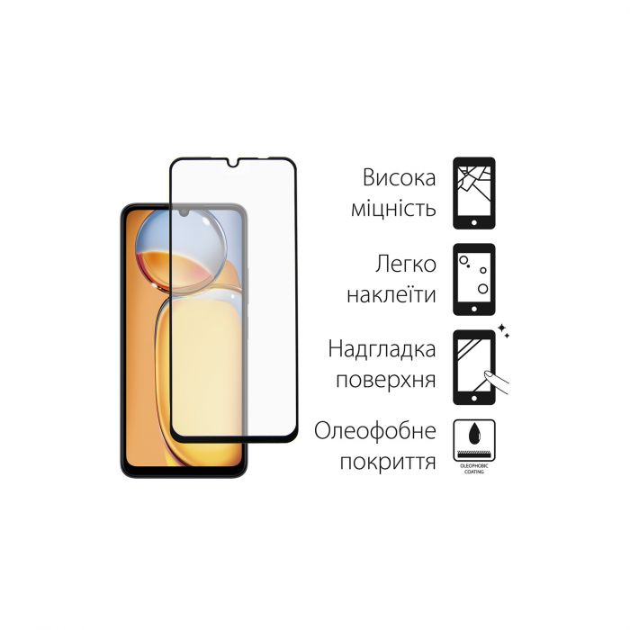 Захисне скло Dengos для Xiaomi Redmi 13C 4G Black Full Glue (DG-TGSCP-04)