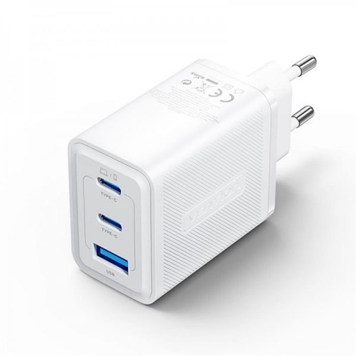 Мережевий зарядний пристрій Vention GaN III PD 65W QC3.0 5A White (FERW0-EU)