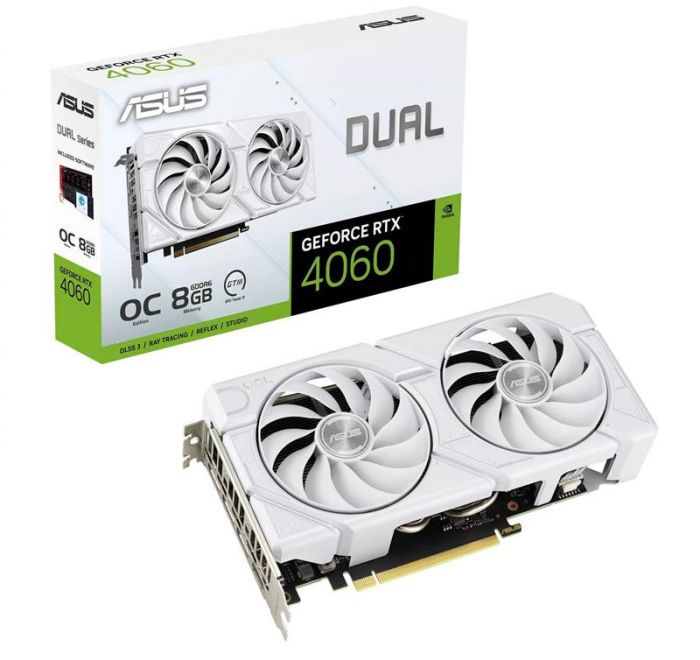 Відеокарта GF RTX 4060 8GB GDDR6 Dual Evo White OC Asus (DUAL-RTX4060-O8G-EVO-WHITE)