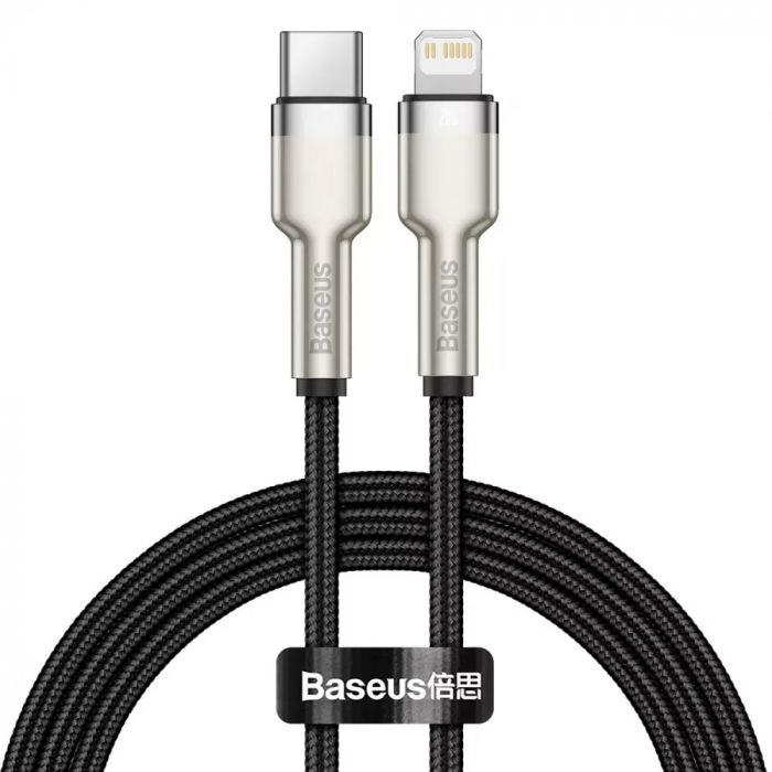 Кабель Baseus Cafule Metal USB Type-C-Lightning, 20W, 1м Black (6953156202061)