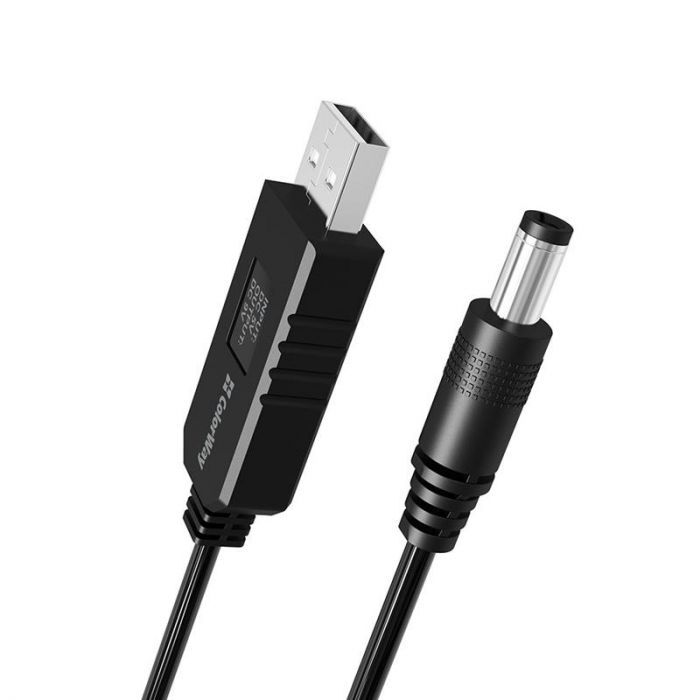 Кабель ColorWay для роутера 9V (USB -DC 5.5х2.5mm) 1 м, Black (CW-CBUD066-BK)