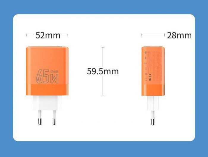 Мережевий зарядний пристрій Proda Azeada Seagulls AZ-19 GaN 65W Orange (AZ-19-OR)