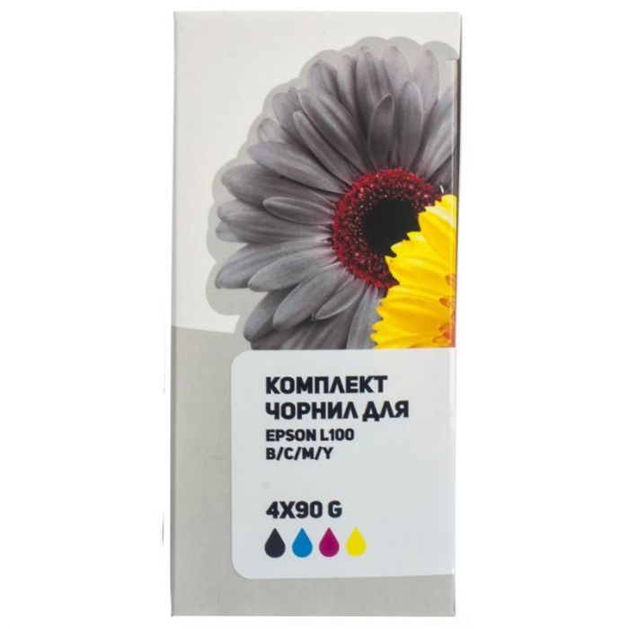 Комплект чорнил Barva EPSON L100/L210/L300/L350/L355 B/C/M/Y (T664) (E-L100-090-MP) 4х90 г