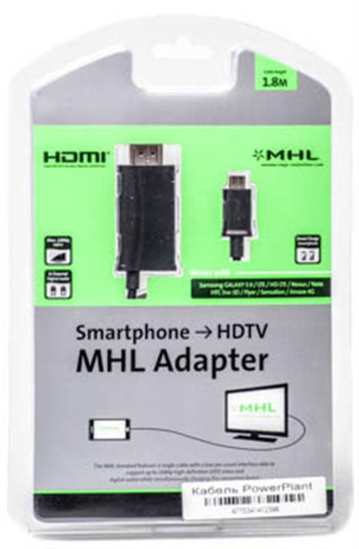 Кабель PowerPlant (KD00AS1239) microUSB-HDMI, 1.8м, Black
