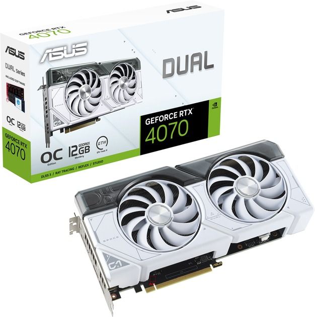 Відеокарта GF RTX 4070 12GB GDDR6X Dual OC White Asus (DUAL-RTX4070-O12G-WHITE)