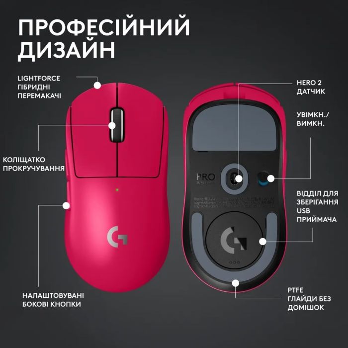 Миша бездротова Logitech G Pro X Superlight 2 Magenta (910-006797)