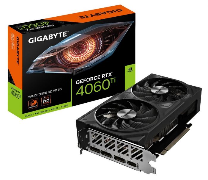 Відеокарта GF RTX 4060 Ti  8GB GDDR6 Windforce OC V2 Gigabyte (GV-N406TWF2OCV2-8GD)