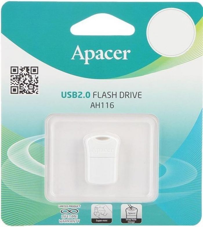 Флеш-накопичувач USB 16GB Apacer AH116 White (AP16GAH116W-1)