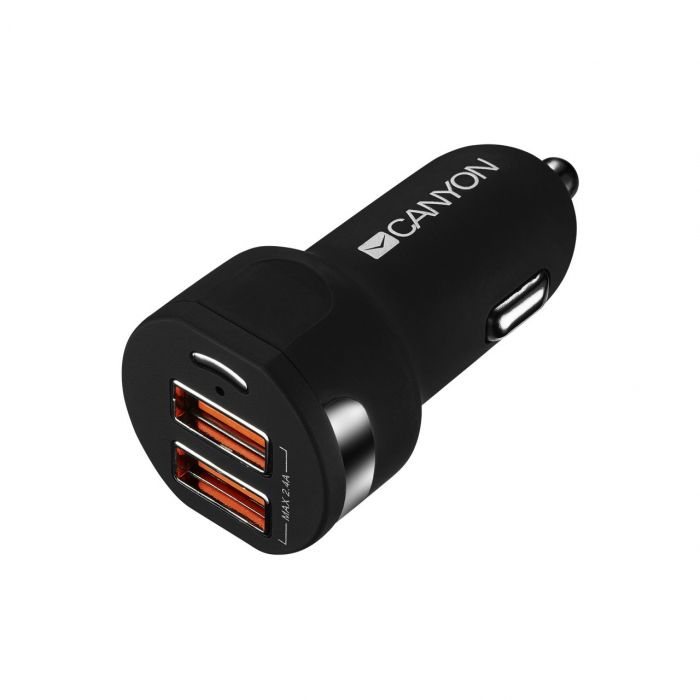 Автомобільний зарядний пристрій Canyon (2USB, 2.1A) Black (CNE-CCA04B)