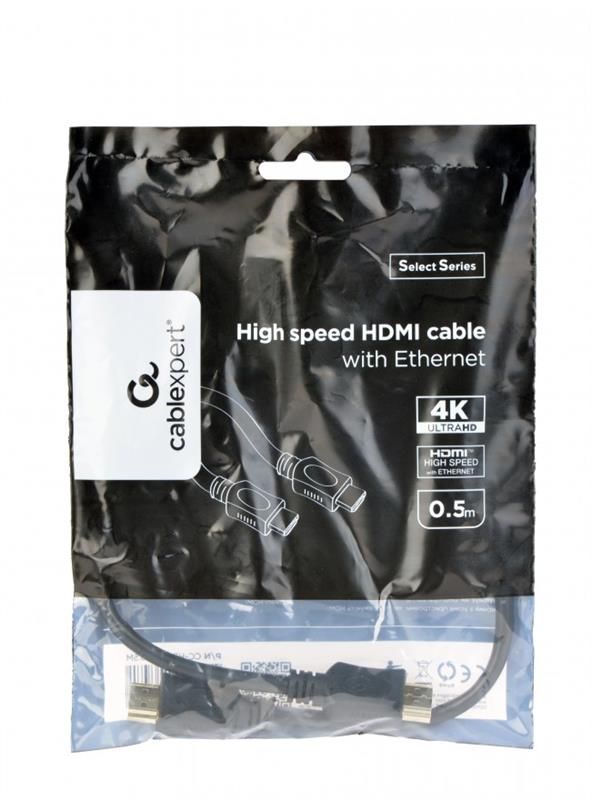 Кабель Cablexpert (CC-HDMI4L-0.5M) HDMI-HDMI V.1.4, вилка/вилка, 0.5м Black