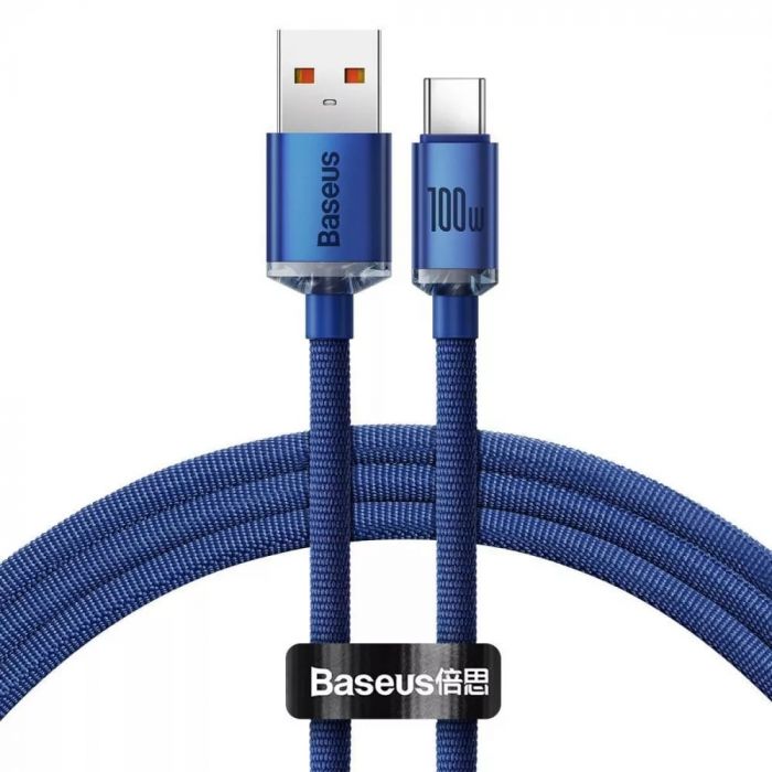 Кабель Baseus Crystal Shine USB - USB Type-C (M/M), 100W, 1.2 м Blue (6932172602819)