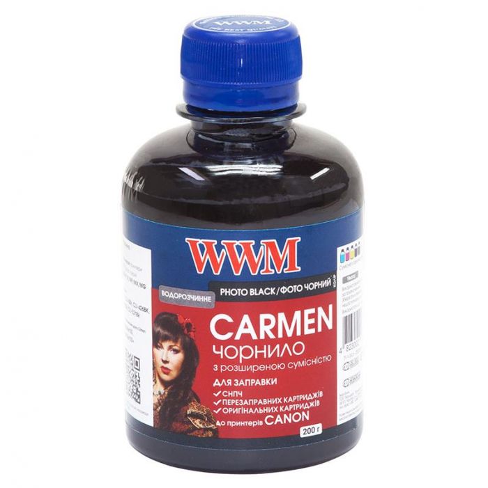 Чорнило WWM Universal Carmen для Сanon серій PIXMA iP/iX/MP/MX/MG Black (CU/PB) 200г
