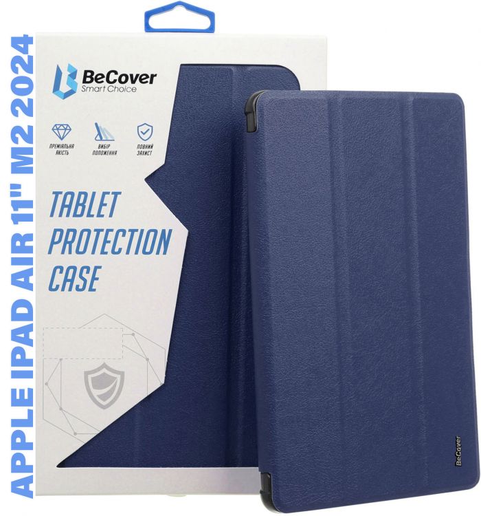 Чохол BeCover Tri Fold Soft TPU з кріпленням Apple Pencil для Apple iPad Air 11" M2 2024 Deep Blue (711401)