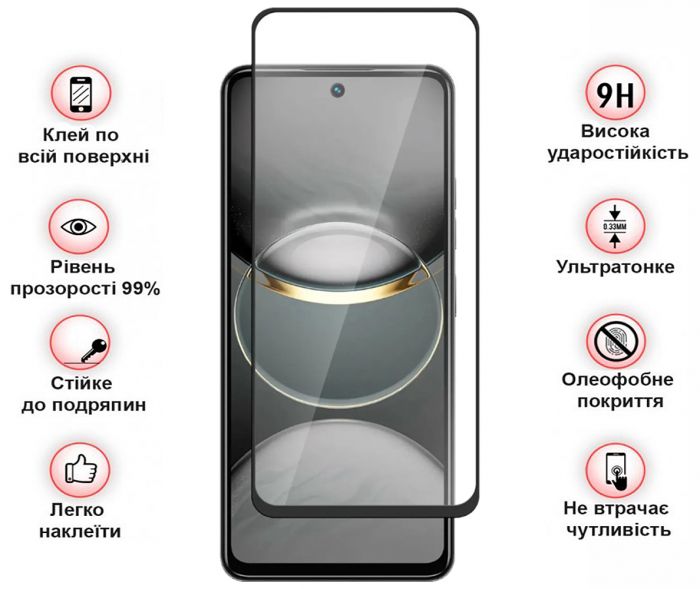 Захисне скло BeCover для Tecno Spark 30 Pro (KL7) Black (713080)