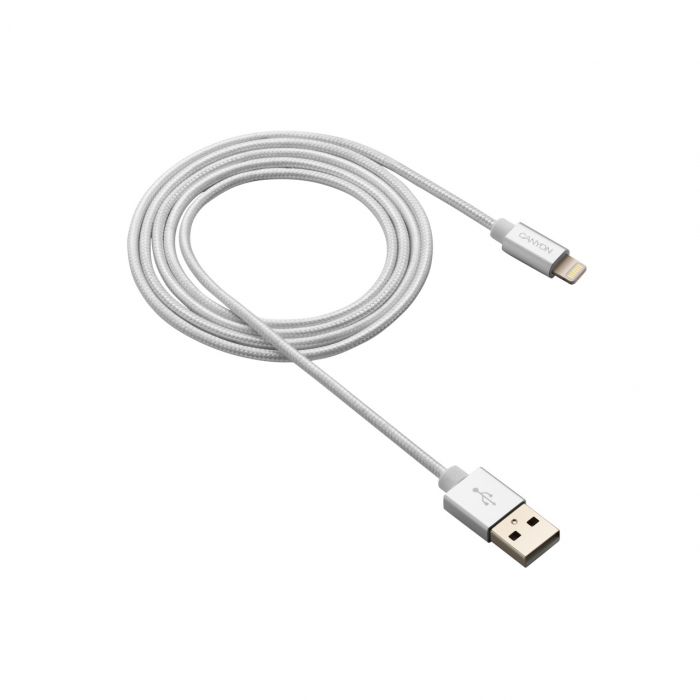 Кабель Canyon USB - Lightning 0.96м, White (CNS-MFIC3PW) в обплетеннi