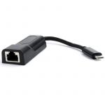 Адаптер Cablexpert USB Type-C - RJ-45 (M/F), 0.15 м, чорний (A-CM-LAN-01)