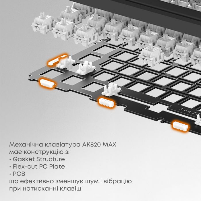 Клавіатура бездротова Ajazz AK820 Max Flying Fish Switch Retro Colour (AK820MAX-FF-R)