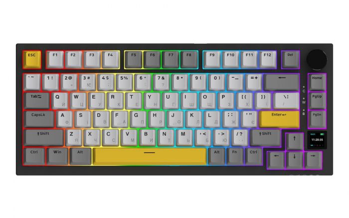 Клавіатура бездротова Ajazz AK820 Pro Flying Fish Switch Black RGB With Screen (AK820PRO-FF-BGY)