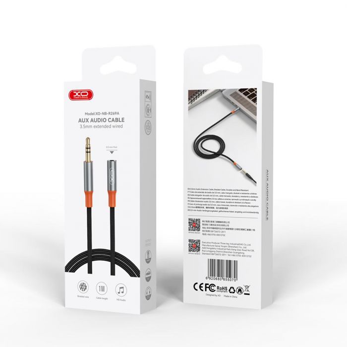 Аудио-кабель XO AUX 3.5 мм - AUX 3.5 мм 1 м Black (NB-R269A.black)