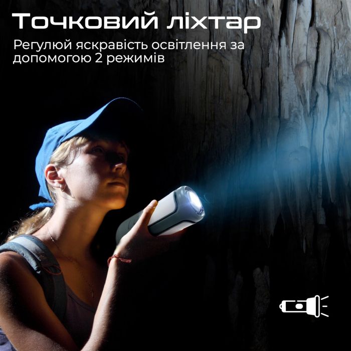 Ліхтарик кемпінговий Promate з Bluetooth колонкою та вбудованим повербанком на 6000 мАг Green (campmate-4)