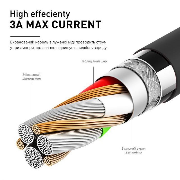 Кабель Luxe Cube USB Type-А - USB Type-C (M/M), 3 А, 1 м, чорний (8886668686112)