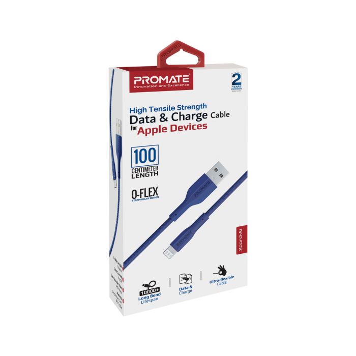 Кабель Promate USB - Lightning (M/M), 2 A, 1 м, xCord-Ai Navy