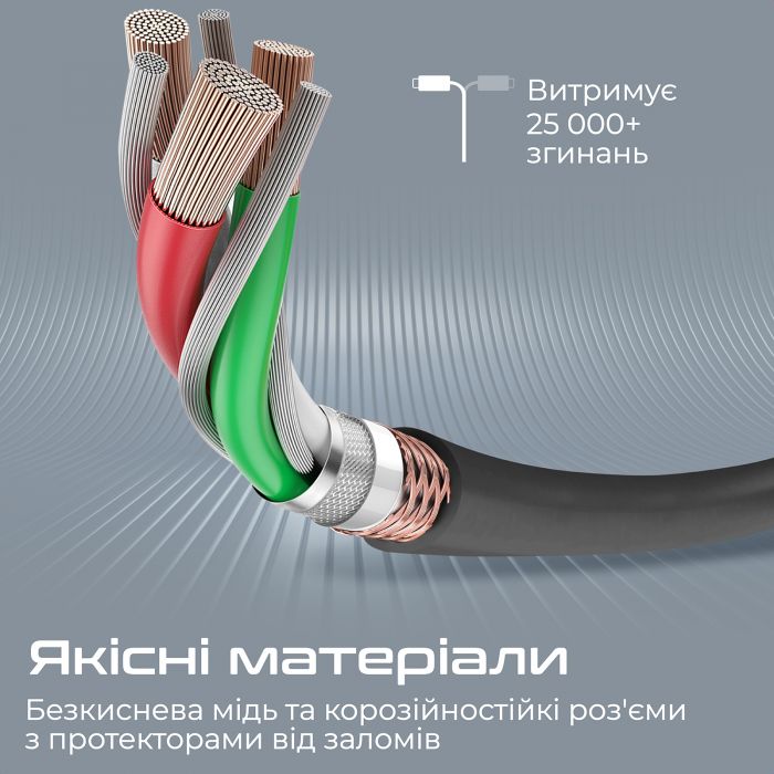 Кабель Promate USB Type-C - Lightning (M/M), 2.2 A, 20 W, 1.2 м, PowerLine-Ci120 Black
