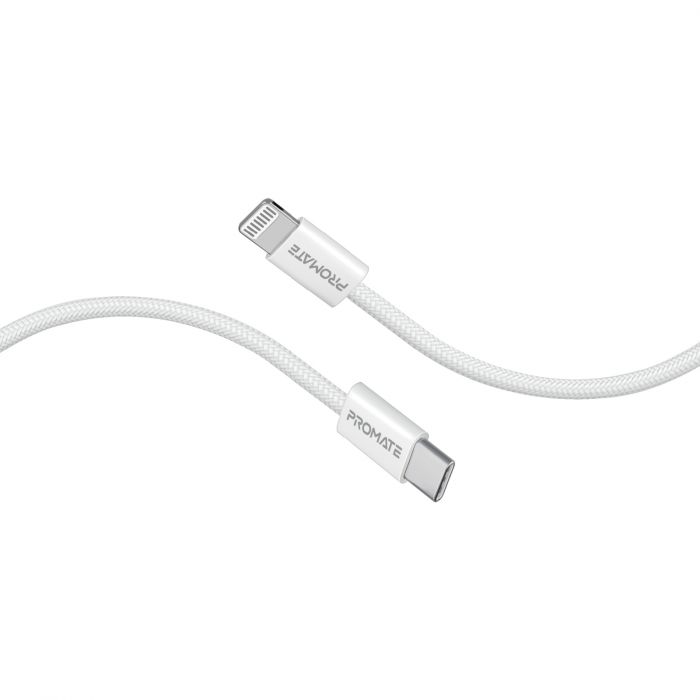 Кабель Promate USB Type-C - Lightning (M/M), 3 A, 27 W, 1.2 м, EcoLine-Ci120 White