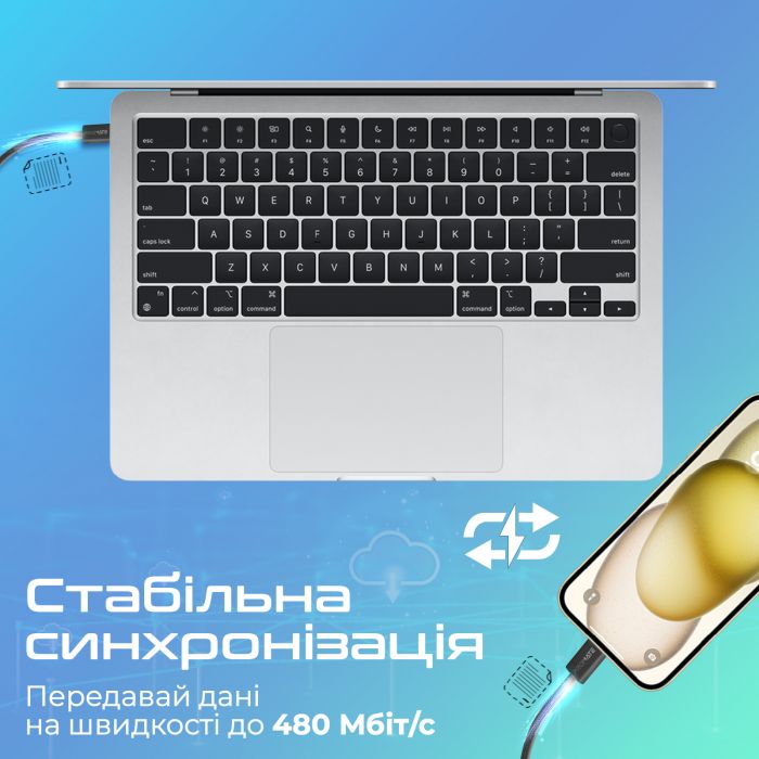 Кабель Promate USB Type-C - Lightning (M/M), 3 A, 27 W, 1.2 м, EcoLine-Ci120 Black