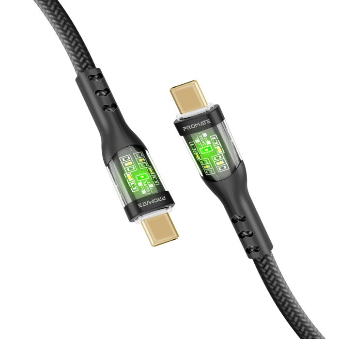 Кабель Promate USB Type-C - USB Type-C (M/M), 3 A, 60 W, 2 м, TransLine-CC200 Black